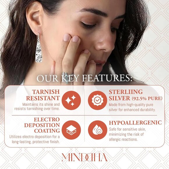 925 Sterling Silver Tapered Drop Earrings Minimalist Artisanal Israeli Design - Picture 3 of 8